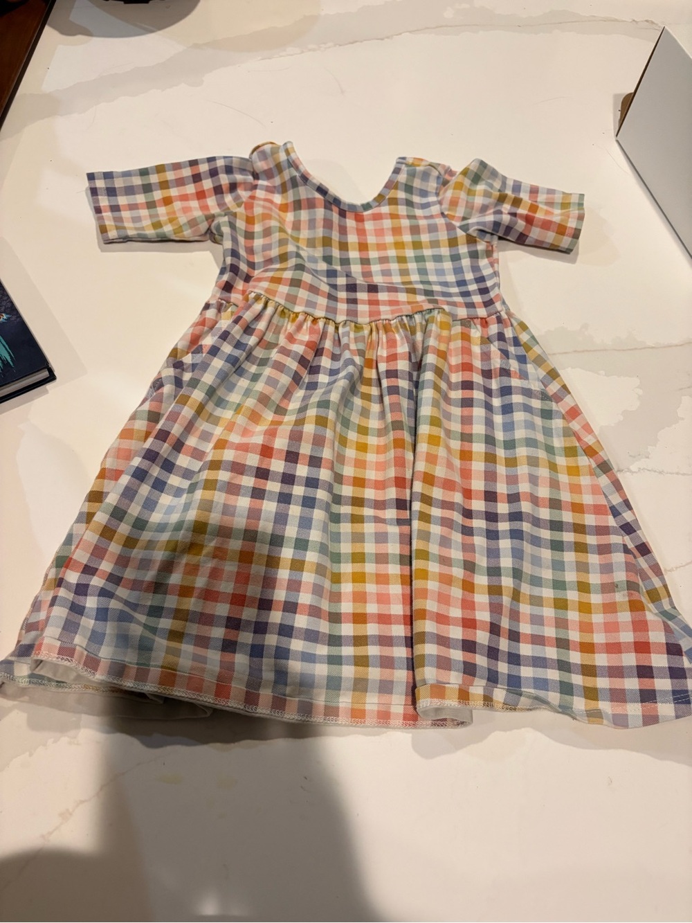 Quince Pastel Rainbow Plaid Girls Casual Dress
